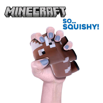 Minecraft Mega Squishme Series 4, Collectible Squishy Toy (Brown Mooshroom Cow)