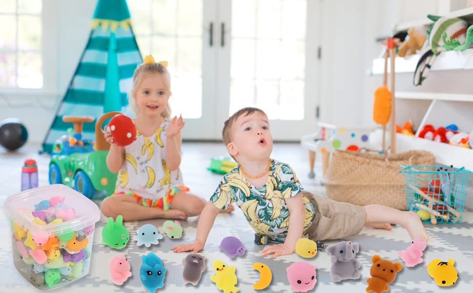 72 Pcs Mochi Squishy Toys, Kawaii Squishy Animals For Party Favors Classroom Prize Pinata Easter Fillers Fidget Toys Pack Bulk Squishies Toys Gifts Christmas Stocking Valentines