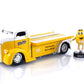 M&Ms 1:24 1947 Ford Coe Flatbed Die-Cast Car & 2.75 Yellow Figure Toys For Kids And Adults
