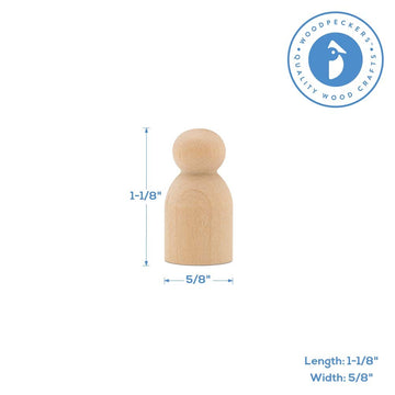 Wooden Peg Doll Baby Shape 1-1/8 Inch, Pack Of 100 Small Peg Dolls For Crafting, Miniature Figures, And Small World Play