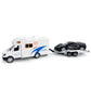 Toy Camper RV Trailer Towing Supercar Sports Model Car Diecast Motorhome Toys for Boys Pull Back Toy Cars, Beach Sandbox Outdoor