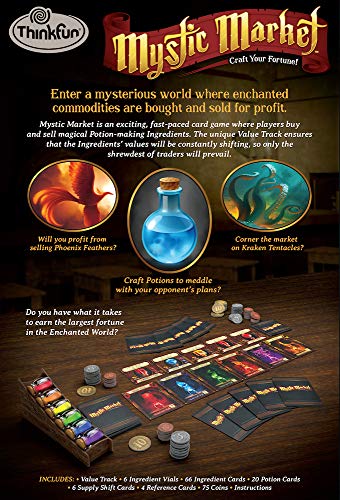 Thinkfun Mystic Market Strategy Card Game For 2-4 Players Ages 10 And Up – An Exciting Fast Paced Game Perfect For Both Families And Gamers, Multi