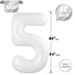 White 5 Balloon, Translucent Number Balloons 40 Inch, 5Th Birthday Balloon Decorations, White Party Supplies, 5 Number Balloons,
