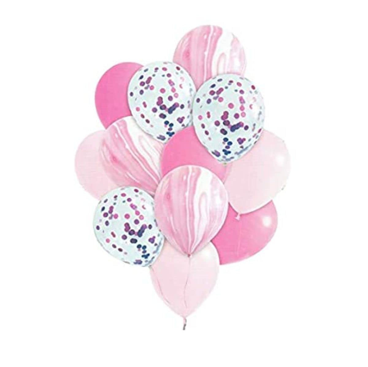 Crackles Pink Marble Balloon Set with Confetti Balloons for Birthday, Anniversary, Weddings, Engagement, House Warming Decoratio