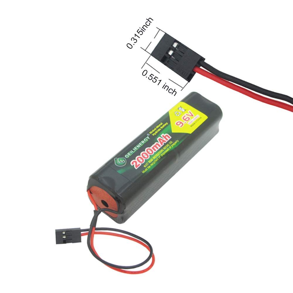 GEILIENERGY 9.6v 2000mAh Square Futaba NT8S600B Transmiter Battery Pack with Hitec Connector for RC Airplanes,Cars,Heli,Sailplan