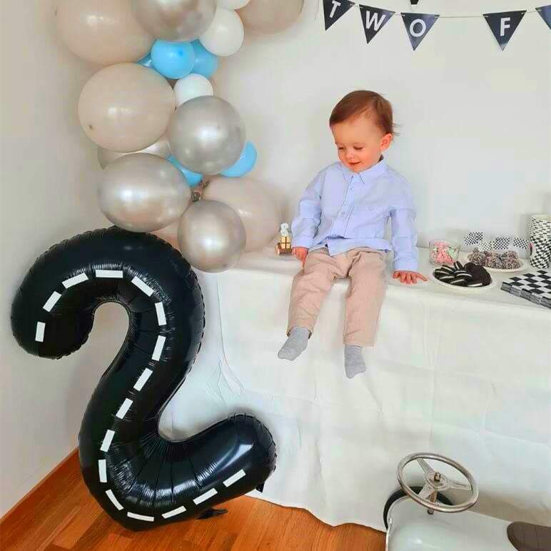 Race Car Number 2 Balloons,40 Inch Racing Car 2 Birthday Balloons Two Fast Balloon Race Track Black 2 Balloon Number For Cars Theme Birthday Party
