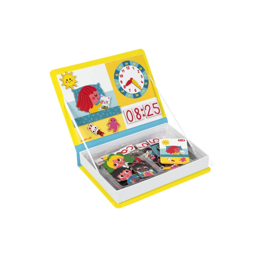 Janod MagnetiBook Magnetic Telling Time Game - 94 pcs - Ages 3+ - Cardboard - Learning Time - Model J02724