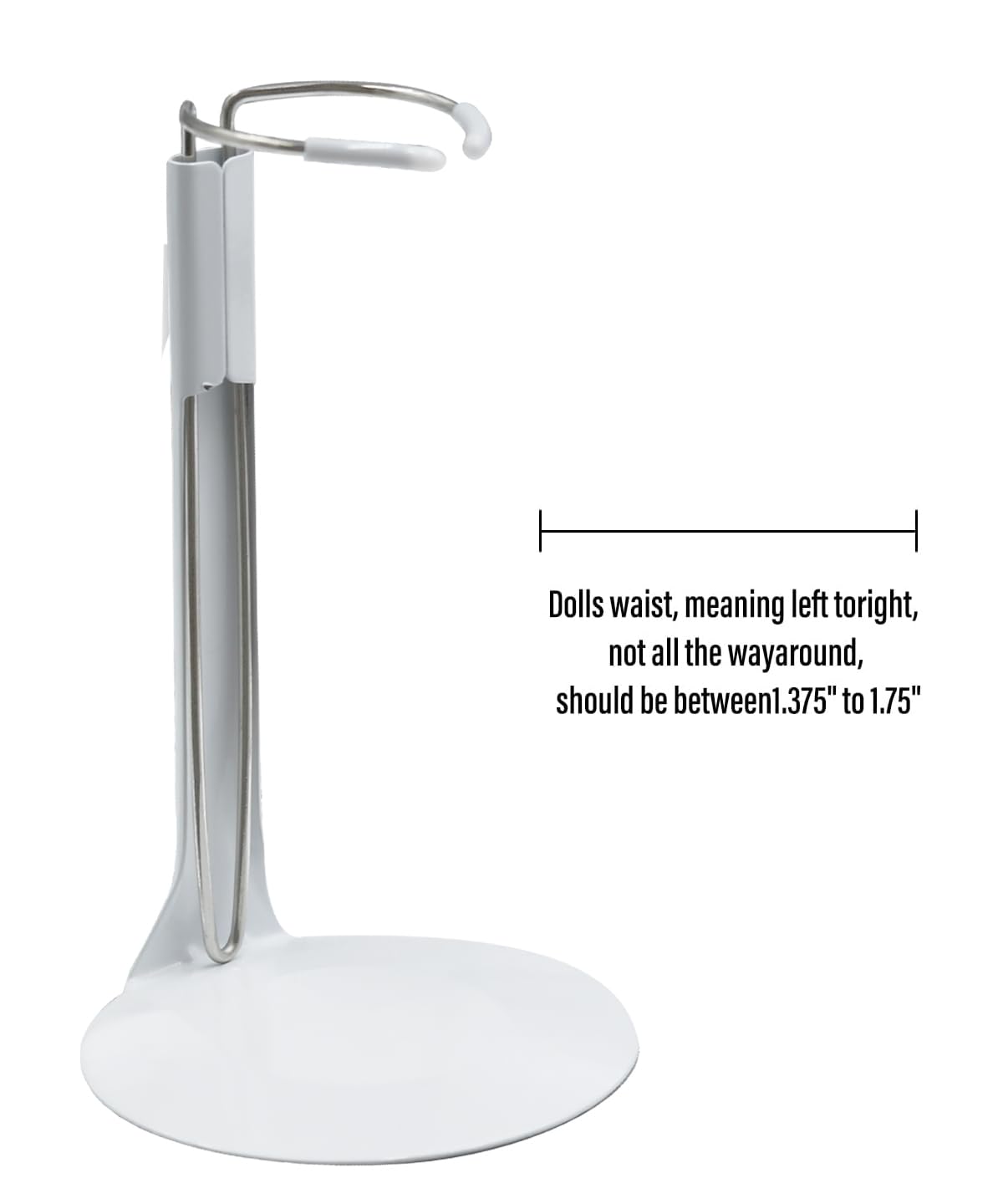 Upvolcora White Adjustable Dolls Stands Display Holder, 8'' To 12'' Dolls Or Action Figures Shelf, Waist Is 2 To 2.5 Inches Wide