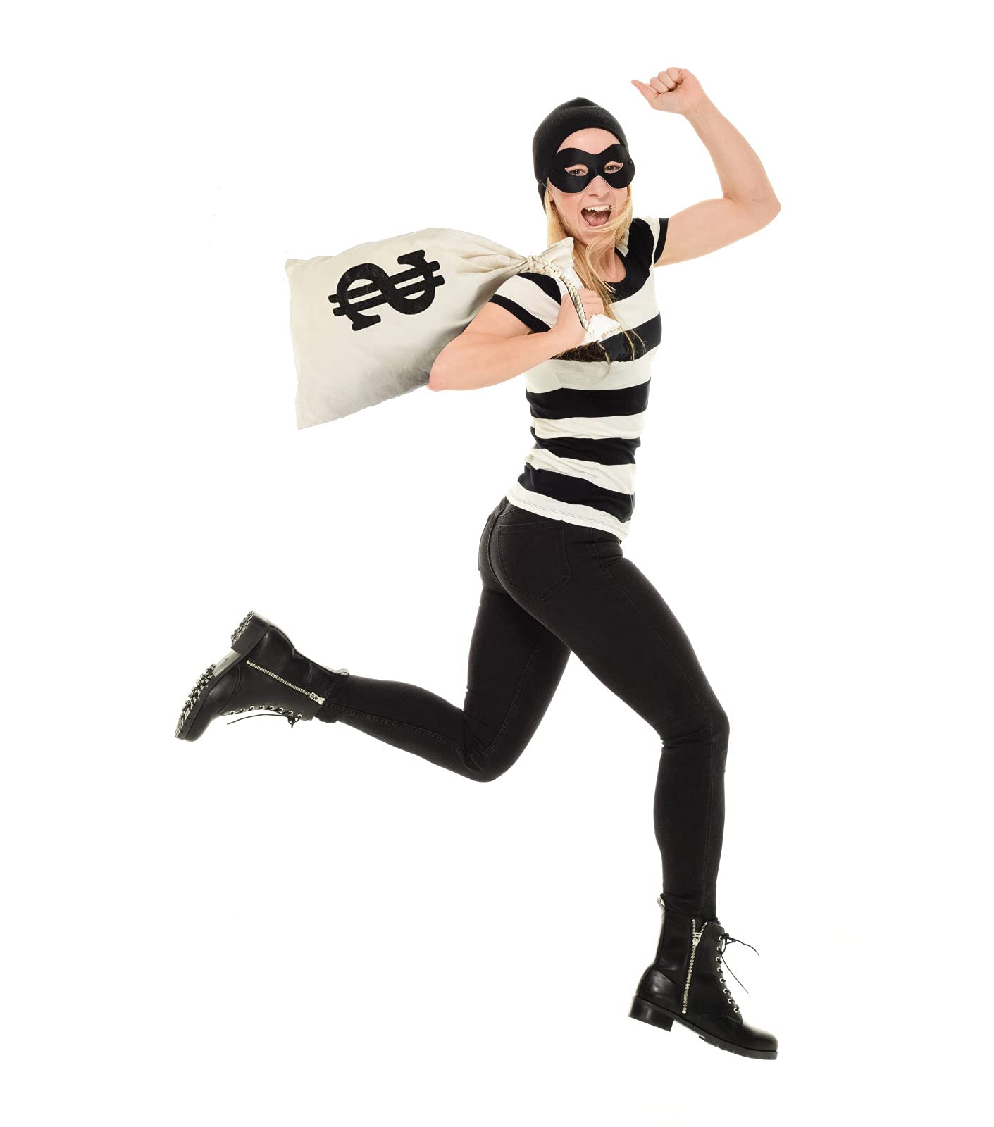 Eylola Robber Costume Set,include robber mask Money bag knitted hat gloves for playing cops and robbers,burglar Halloween costum