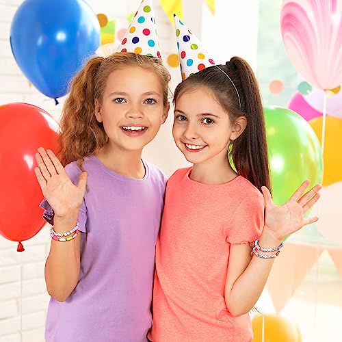 Jadive 48 Pcs Colorful Kids Friendship Bracelet Set Adjustable Stretch Beaded Bracelets Swift Bracelet Preppy Heishi Surfer Brac