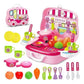 Toy Vibes Plastic Kitchen Cooking Pretend Play Toy Set with Suitcase 22 Pieces (Pink)(Pack of 3)