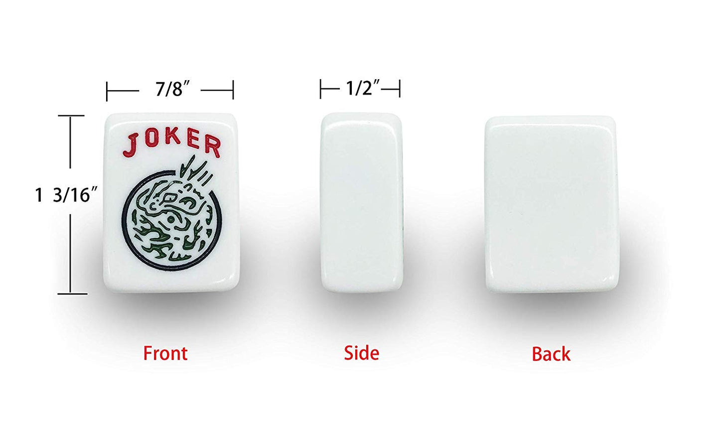Hndtek American Mahjong Set - Red Burgundy Soft Bag - 166 White Engraved Tiles, 4 All-In-One Rack/Pushers Western Mah Jongg Game Set