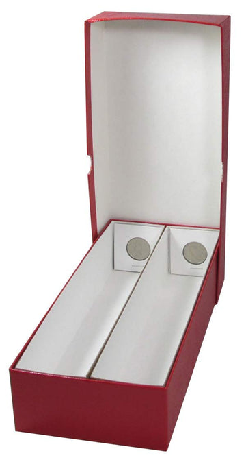 Guardhouse 10'' Double Row Storage Box For 2'' Paper And Plastic Coin Holders Red
