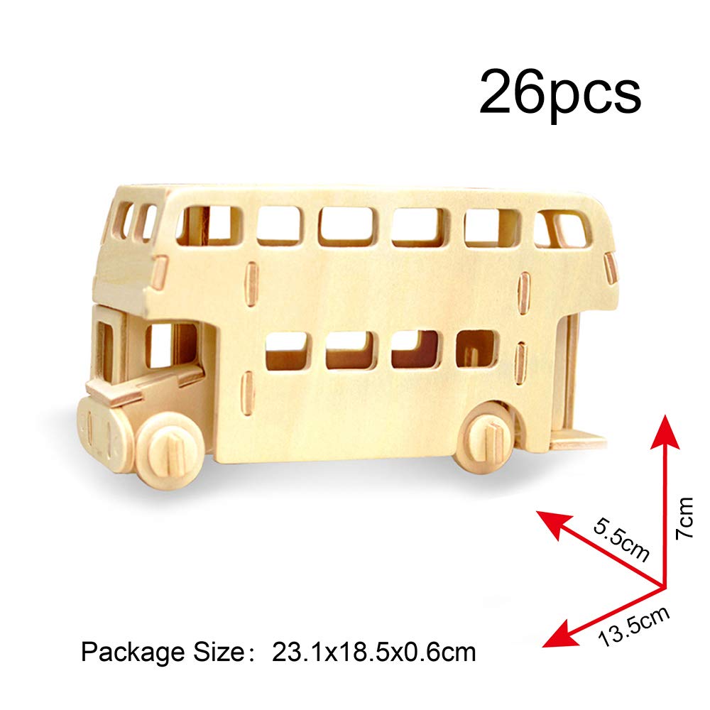 Georgie Porgy 3D Wooden Puzzles For Kids Toys Construction Woodcraft Kits Diy Model Puzzle Kits Birthday Gifts Pack Of 3 (Seaplane Sports Cars London Bus)