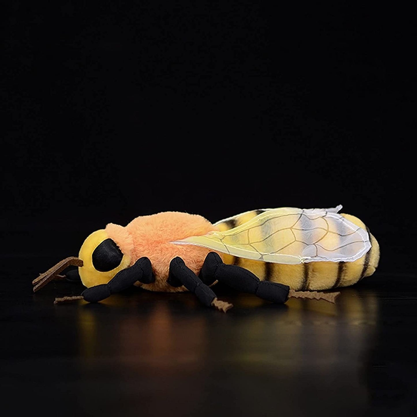 Zhongxin Made Large Bee Plush Toy - Lifelike Bee Stuffed Animals 16In, Realistic Bee Big Wings Toys, Simulation Bee Plushie Model Toy, Unique Plush Gift Collection For Kids