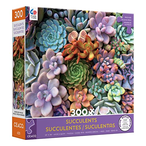 Ceaco - Succulents - Pretty Pastels - Oversized 300 Piece Jigsaw Puzzle