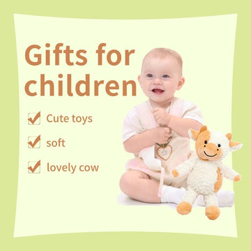 Yukouqian Cow Stuffed Animal Cow Plush Doll Toy 11.8 Inch For Girls Boys Christmas Children'S(Stand Cow Yellow)