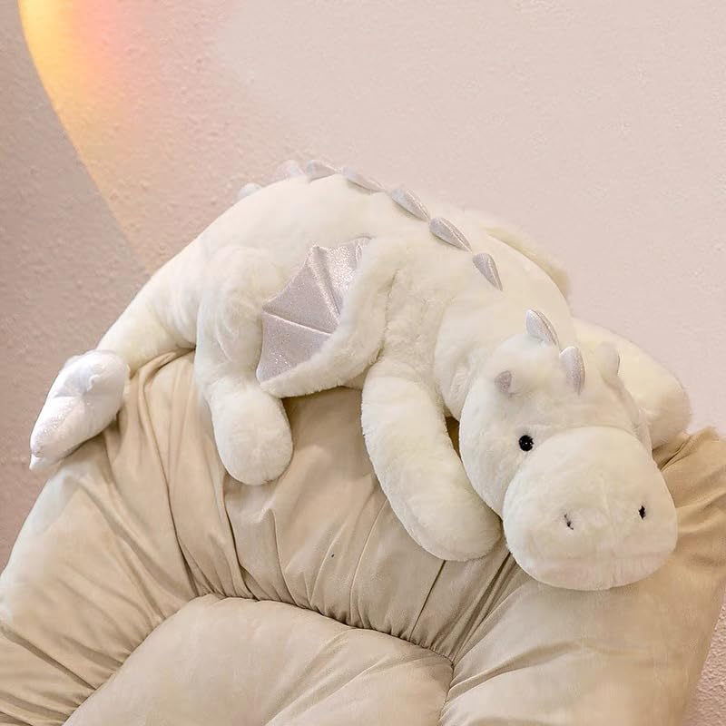 Leahaoe Giant Weighted Dragon Stuffed Animal 7Lbs, Soft White Dragon Plush Toy, 51.2'' White Stuffed Dragon For Kids And Adults