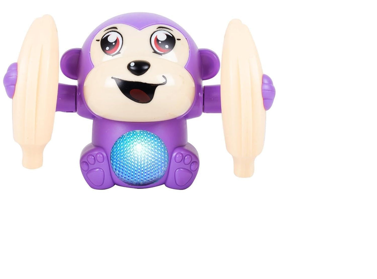 Kidsaholic Voice Control Dancing Monkey Toy with LED Lights and Sound Effects, Spinning Rolling Tumbling Interactive Banana Monk