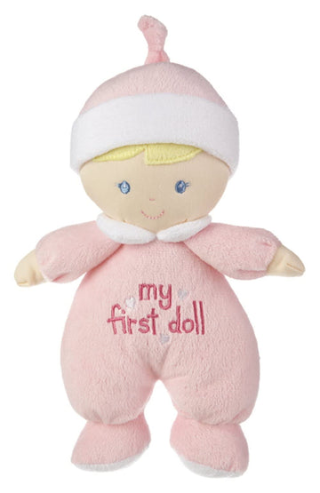 Ganz My First Doll Soft Plush Doll With Blonde Hair And Pink Outfit - I Rattle!