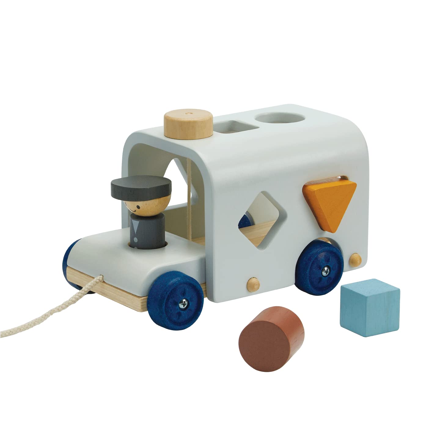 Plantoys Shape Sorting Bus Wooden Pull Toy - Non-Toxic, Sustainably-Made Pull Along Wooden Toy