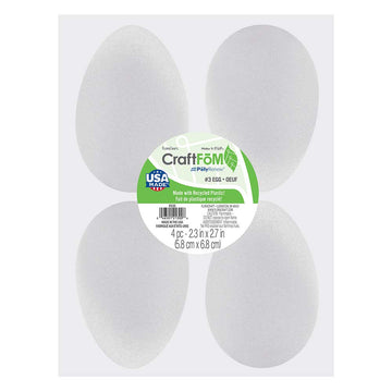 Floracraft Styrofoam Egg, 3-1/6 X 2-5/16 Inches, White, Pack Of 4