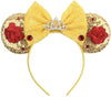 CLGIFT Princess Minnie Ears,Pick your color, Flower Minnie Ears, Floral minnie ears, Purple Sparkle Mouse Ears (Belle)