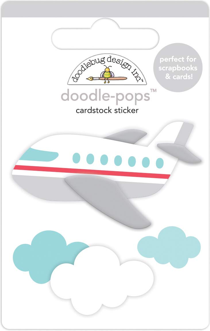 DOODLEBUG DESIGN INC. 6363 Doodle-POPS 3D STCKR, Jet Set, I Heart Travel