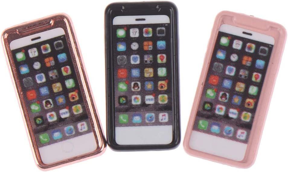 Welecom 7Pcs Dollhouse Mini Mobiles Phones Scene Miniatures Cell Phones Metal Simulation Cellular Phone Doll Phones Telephones Model Play Scene Diy 1/12 1/6 Scale Dolls House Decor Kid Pretend Toys