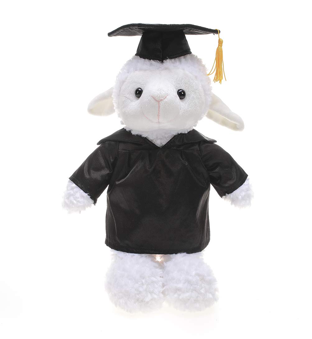 Plushland Plush Stuffed Animal Toys 12 Inches Present Gifts for Graduation Day  Personalized Text  Name or Your School Logo on Gown  Best for Any Grad School Kids (Graduation Sheep Black Gown)