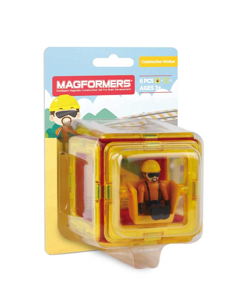 Magformers Construction Character 6 Pieces Add On, Rainbow Colors, Educational Magnetic Geometric Shapes Tiles Building Stem Toy Set Ages 3+