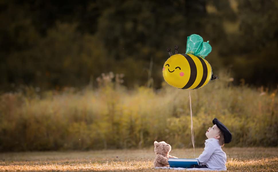 Gallasy Lovely Bee Balloon, Large Helium Mylar Honeybee Balloon, Foil Bumblebee Balloon 32X25 Inch