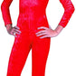 Girls Velvet Unitard  Red - Extra Large 12-14