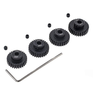 GTHELE 4pcs 48P Pinion Gear 3.175mm Set Hardened 28T 29T 30T 31T 48DP Pitch Gears RC Upgrade Part with Screwdriver