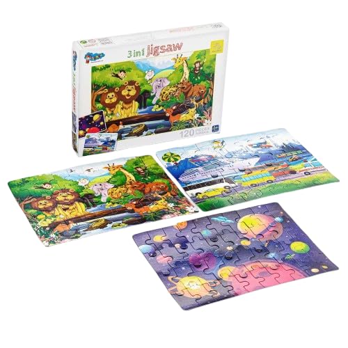 Puzzle Squad 3 in 1 Jigsaw Puzzle Themes for Kids 4+ Years | 3 * 40 Pcs | Toys for Kids for Early Learning, Entertainment & Skil