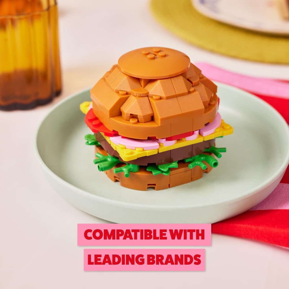 Max Build More Building Bricks Collection - Hamburger, 4.53"x4.53"x4.53", ABS Material, Model 83186B, Perfect for Teens and Collectors