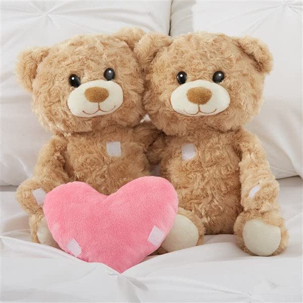 Personalization Universe Personalized Hugging Teddy Bear Plush With Pink Heart - Valentines Day Gift, Cute Stuffed Animal, Roman