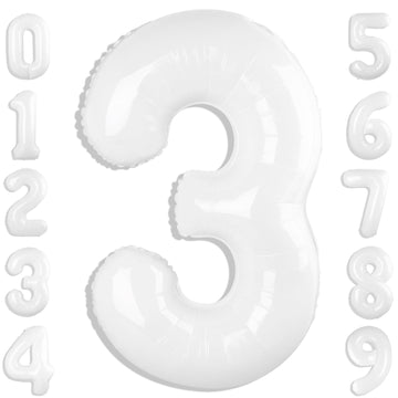 Number Balloon White 3 Balloon 40 Inch, Number 3 13 23 30Th 31 32 33 35 Birthday Party Decorations, 2-3 Year Old Boy Birthday Gi