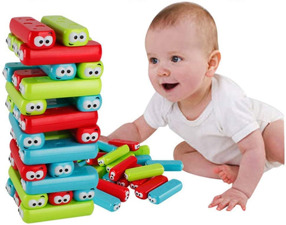 wonuu Timber Tower Block Stacking Game - Educational Plastic Building Blocks, Antis Color-t-2-41, Fun for Kids