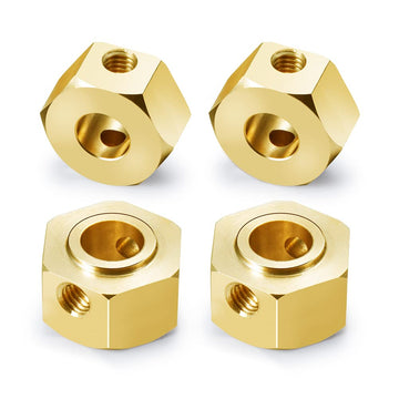 QUPA AM STORE 4PCS Brass Wheel Hub Hex Adapter 9.5mm(+2mm) for 1/6 Axial SCX6 AXI05000 RC Crawler Car
