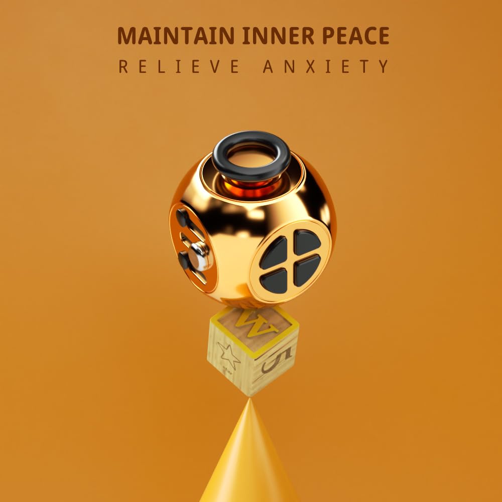 Fidget Toys Fidget Blocks Fidget Pads Stress Fidget Block Twisty Fidget Toy Cube Anxiety Toy Infinite Cube (Gold)