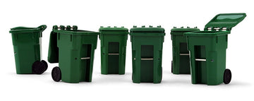 First Gear 1/34 Scale Plastic Collectible Green Trash Carts - Set Of Six Carts (#90-0519)