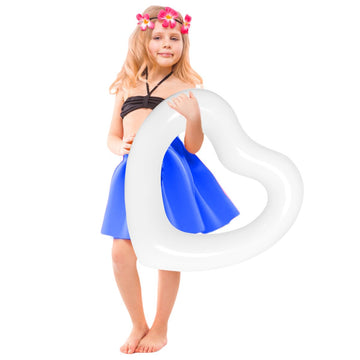 Kid White Heart Pool Float,Kid Pool Floats, Water Fun Beach Party Toys For Kids,Birthday Scene Layout Props,18 In, White?