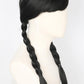 Topcosplay Kids Girls Wednesday Wig Black Long Straight With 2 Braids Halloween Costume Wigs