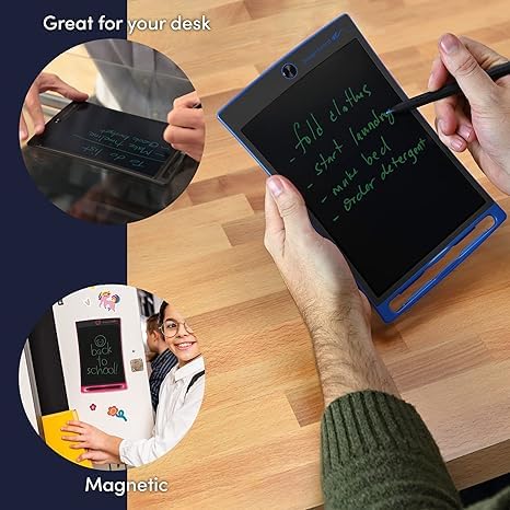 Boogie Board Jot Reusable Writing Tablet 8.5 Lcd Screen Instant Erase Stylus Pen Magnets Kickstand -Perfect For Writing Drawing Digital Notetaking
