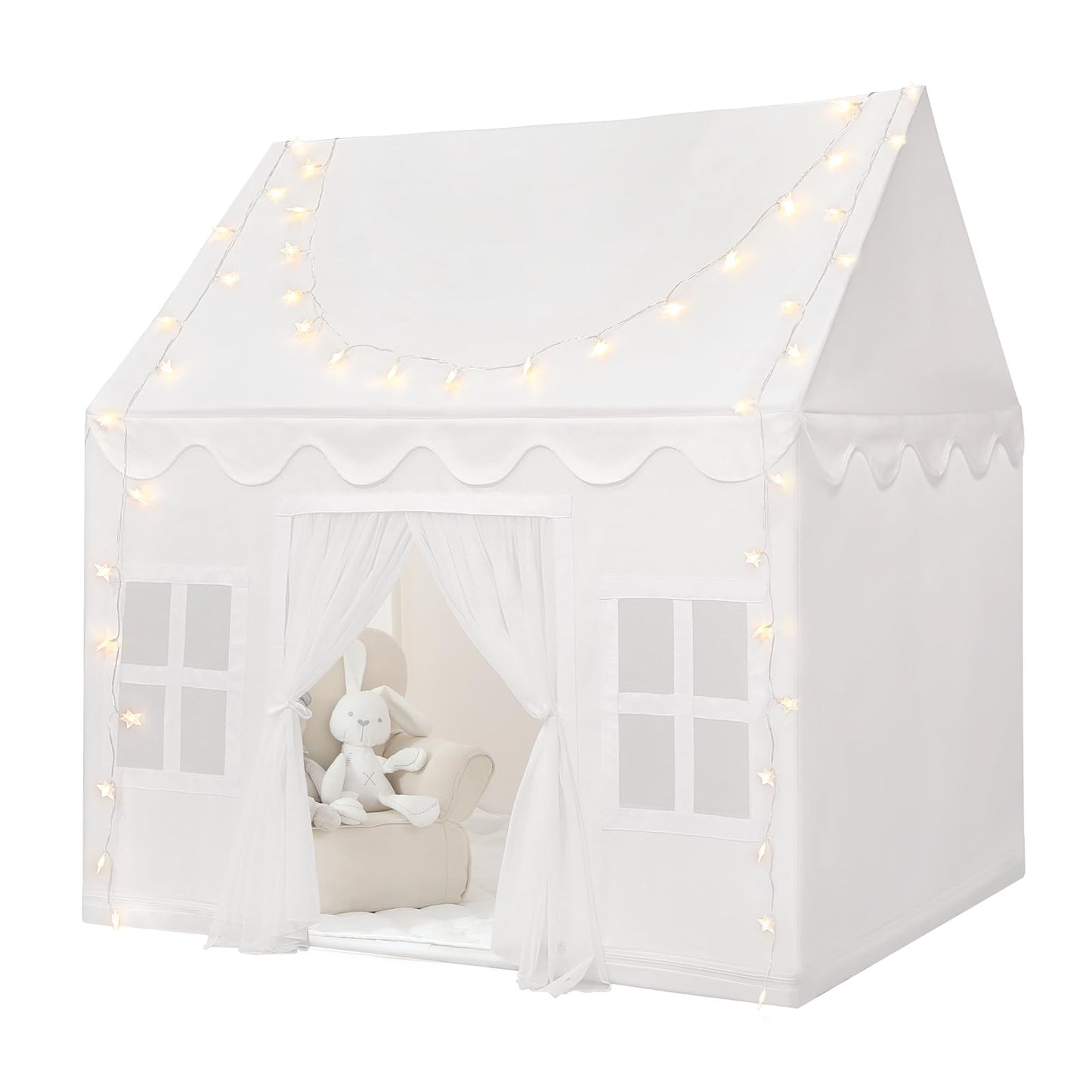 Wilwolfer Play Tent For Kids Indoor - Kids Play Tent Indoor Toddlers Play Tent Large Toddler Tent For Kids Toy House Birthday Gift For Boys & Girls Playroom Decor (White Playhouse)