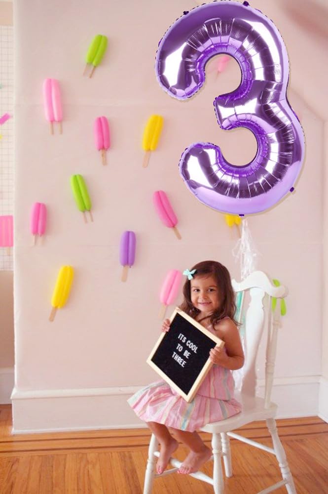 Number 5 Balloon 40 Inch For 5Th 15 25 35 50 Birthday Decorations, Mylar Big Foil Purple Number Balloons For Five Is A Vibe Birt