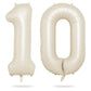 40 Inch Cream Number 10 Balloon, Beige Large 10Th Birthday Balloons, Digital 10 Cream White Giant 10 Foil Balloon For Boys Girls