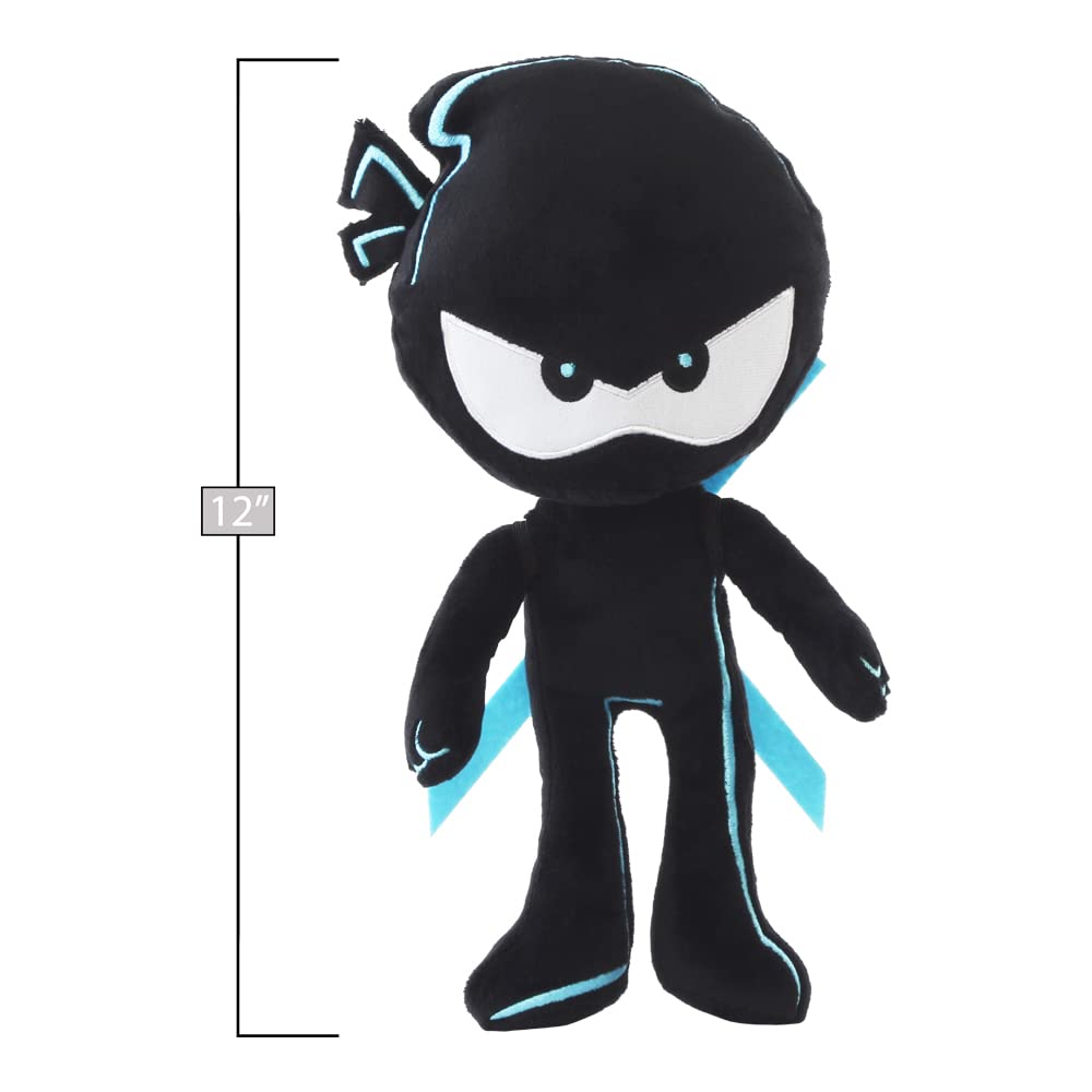 NINJA KIDZ TV Plush Buddy Bryton - 12 Inch Black Figure with Removable Katana - Collectible Toy for Kids