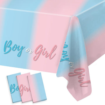 3PCS Plastic Gender Reveal Tablecloths,Gender Reveal Party Supplies Disposable Pink and Blue Table Cover for Boy or Girl GenderR